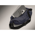 Bolsa a tiracolo urbana em nylon repelente à água com alça ajustável cor azul vista fotografia quarta vista
