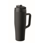 Copo térmico aço inox reciclado anti-fugas com pega e palhinha 900 ml cor preto segunda vista
