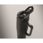 Copo térmico aço inox reciclado anti-fugas com pega e palhinha 900 ml cor preto vista fotografia quarta vista