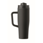 Copo térmico aço inox reciclado anti-fugas com pega e palhinha 900 ml cor preto sexta vista