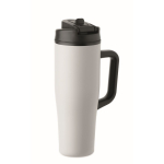 Copo térmico aço inox reciclado anti-fugas com pega e palhinha 900 ml cor branco segunda vista