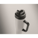 Copo térmico aço inox reciclado anti-fugas com pega e palhinha 900 ml cor branco vista fotografia terceira vista