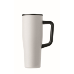 Copo térmico aço inox reciclado anti-fugas com pega e palhinha 900 ml cor branco nona vista