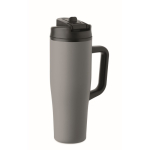 Copo térmico aço inox reciclado anti-fugas com pega e palhinha 900 ml cor cinzento segunda vista