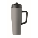 Copo térmico aço inox reciclado anti-fugas com pega e palhinha 900 ml cor cinzento sétima vista