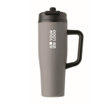 Copo térmico aço inox reciclado anti-fugas com pega e palhinha 900 ml cor cinzento vista principal
