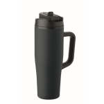 Copo térmico aço inox reciclado anti-fugas com pega e palhinha 900 ml cor azul-marinho