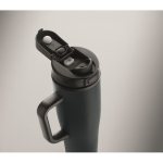Copo térmico aço inox reciclado anti-fugas com pega e palhinha 900 ml cor azul-marinho terceira vista fotografia