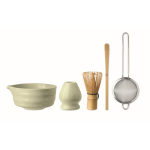 Conjunto de matcha de 5 peças em cerâmica e bambu em caixa de oferta cor verde menta segunda vista