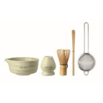 Conjunto de matcha de 5 peças em cerâmica e bambu em caixa de oferta cor verde menta vista principal segunda vista