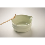 Conjunto de matcha de 5 peças em cerâmica e bambu em caixa de oferta cor verde menta vista fotografia terceira vista