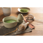 Conjunto de matcha de 5 peças em cerâmica e bambu em caixa de oferta cor verde menta vista conjunto