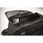 Saco desportivo em nylon com fita para trolley e alça a tiracolo 20L cor preto vista fotografia sexta vista
