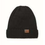 Gorro unissexo em poliéster com forro polar, com dobra e tamanho único cor preto