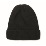 Gorro unissexo em poliéster com forro polar, com dobra e tamanho único cor preto segunda vista