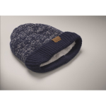Gorro unissexo em poliéster com forro polar, com dobra e tamanho único cor azul vista fotografia quarta vista
