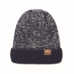 Gorro unissexo em poliéster com forro polar, com dobra e tamanho único cor azul vista principal