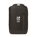 Mochila para portátil com detalhes em PU e fita para trolley 15'' cor preto vista principal