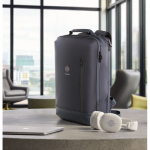 Mochila para portátil com detalhes em PU e fita para trolley 15'' cor azul vista conjunto principal