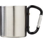 Caneca térmica de parede dupla com mosquetão integrado 200ml cor preto segunda vista frontal