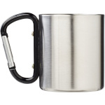Caneca térmica de parede dupla com mosquetão integrado 200ml cor preto segunda vista traseira