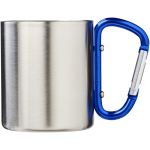 Caneca térmica de parede dupla com mosquetão integrado 200ml cor azul segunda vista frontal