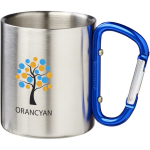 Caneca térmica de parede dupla com mosquetão integrado 200ml cor azul vista impressão tampografia