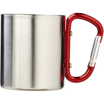 Caneca térmica de parede dupla com mosquetão integrado 200ml cor vermelho segunda vista frontal