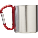 Caneca térmica de parede dupla com mosquetão integrado 200ml cor vermelho segunda vista traseira