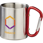 Caneca térmica de parede dupla com mosquetão integrado 200ml cor vermelho vista impressão tampografia