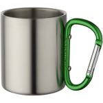 Caneca térmica de parede dupla com mosquetão integrado 200ml cor verde