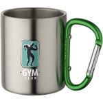Caneca térmica de parede dupla com mosquetão integrado 200ml cor verde vista impressão tampografia