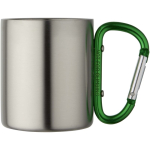 Caneca térmica de parede dupla com mosquetão integrado 200ml cor verde segunda vista com lateral