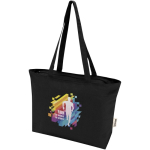 Saco tote de algodão com fecho e asas compridas 320 g/m2 cor preto