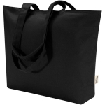 Saco tote de algodão com fecho e asas compridas 320 g/m2 cor preto segunda vista