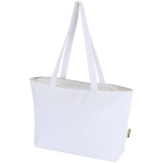 Saco tote de algodão com fecho e asas compridas 320 g/m2 cor branco