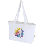 Saco tote de algodão com fecho e asas compridas 320 g/m2 cor branco