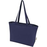 Saco tote de algodão com fecho e asas compridas 320 g/m2 cor azul-marinho