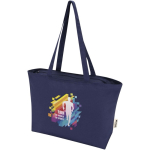 Saco tote de algodão com fecho e asas compridas 320 g/m2 cor azul-marinho