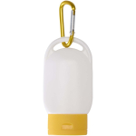 Creme solar FPS 30 com mosquetão integrado e aroma de baunilha 30ml cor amarelo segunda vista frontal