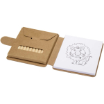 Bloco de desenho com lápis de cor e fecho com aba cor natural