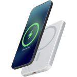 Power bank magnética compacta com carregamento sem fios 5.000 mAh cor prateado