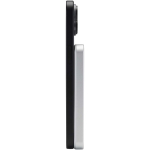 Power bank magnética compacta com carregamento sem fios 5.000 mAh cor prateado vista lateral