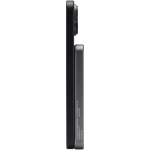 Power bank magnética compacta com carregamento sem fios 5.000 mAh cor prateado brilhante vista lateral
