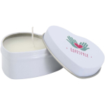 Vela em lata em forma de coração com aroma a baunilha 40g cor branco vista impressão tampografia
