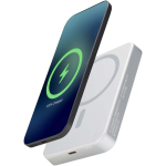 Carregador portátil magnético em alumínio reciclado 10.000 mAh cor prateado