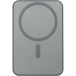 Carregador portátil magnético em alumínio reciclado 10.000 mAh cor prateado brilhante segunda vista traseira