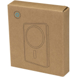 Carregador portátil magnético em alumínio reciclado 10.000 mAh cor prateado brilhante segunda vista com caixa