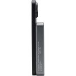 Carregador portátil magnético em alumínio reciclado 10.000 mAh cor prateado brilhante vista lateral