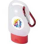 Gel para as mãos portátil com mosquetão e aroma cítrico 30ml cor vermelho